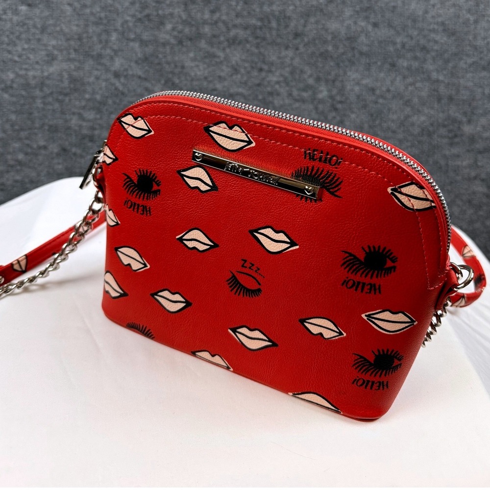 Betsey Johnson Lips & Lashes Crossbody Bag Red Silver Halloween Fall Purse NWOT